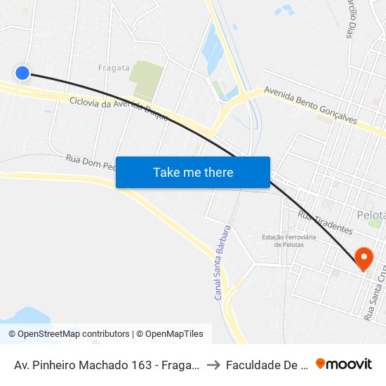 Av. Pinheiro Machado 163 - Fragata Pelotas - Rs 96040-500 Brasil to Faculdade De Direito Da Ufpel map