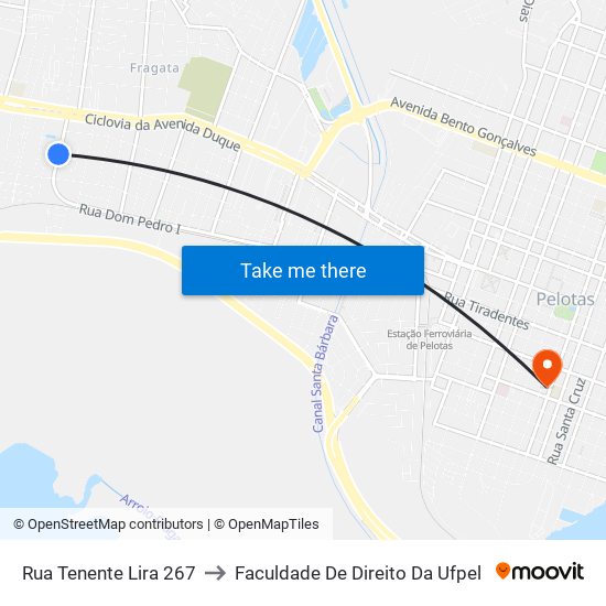 Rua Tenente Lira 267 to Faculdade De Direito Da Ufpel map