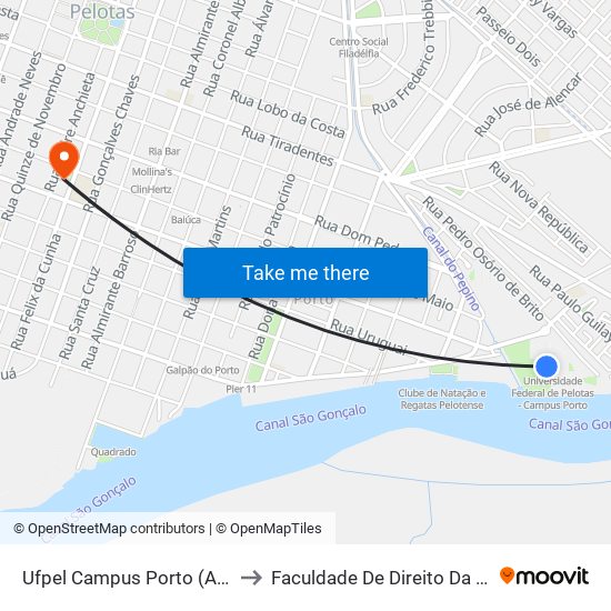 Ufpel Campus Porto (Anglo) to Faculdade De Direito Da Ufpel map