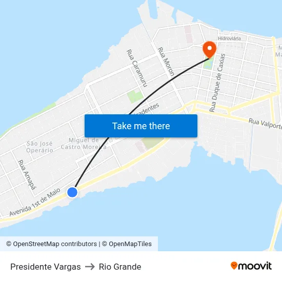 Presidente Vargas to Rio Grande map