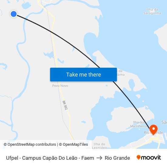 Ufpel - Campus Capão Do Leão - Faem to Rio Grande map
