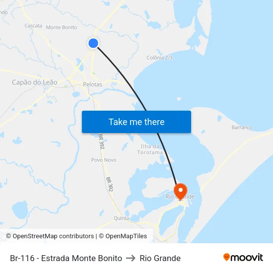 Br-116 - Estrada Monte Bonito to Rio Grande map