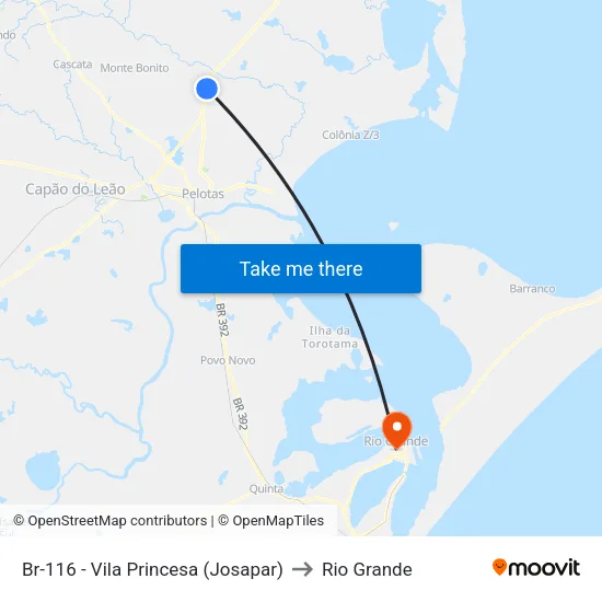 Br-116 - Vila Princesa (Josapar) to Rio Grande map