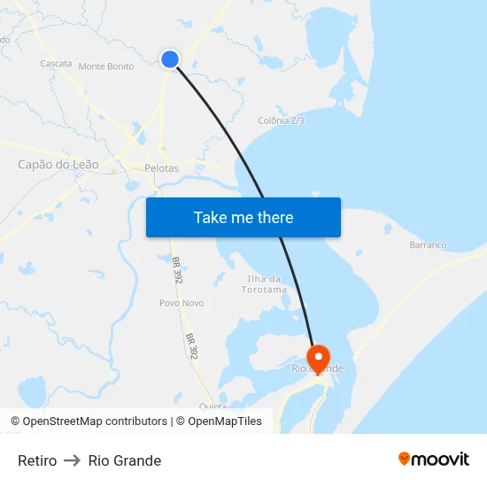 Retiro to Rio Grande map