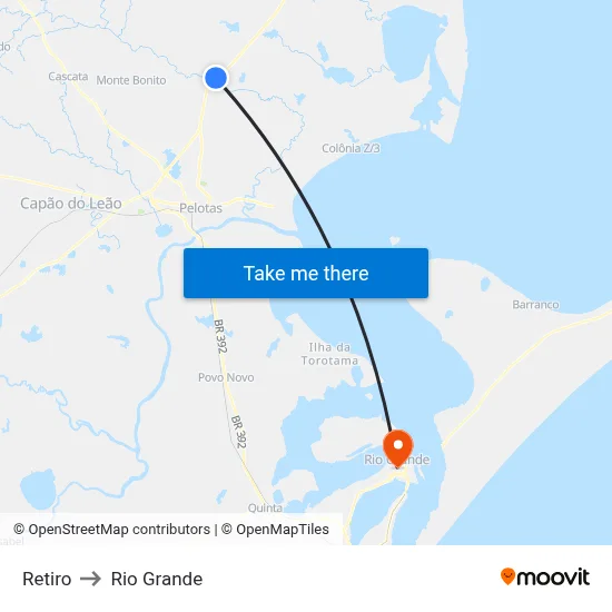 Retiro to Rio Grande map