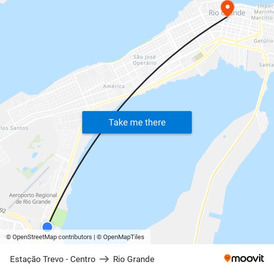 Estação Trevo - Centro to Rio Grande map