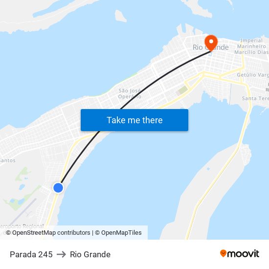 Parada 245 to Rio Grande map