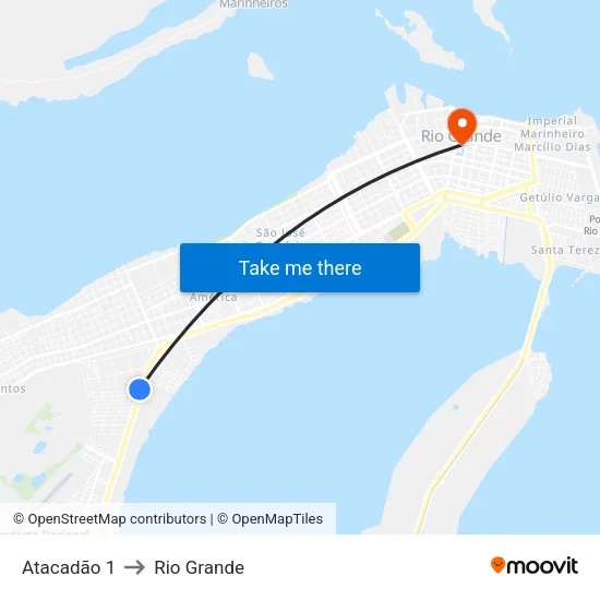 Atacadão 1 to Rio Grande map
