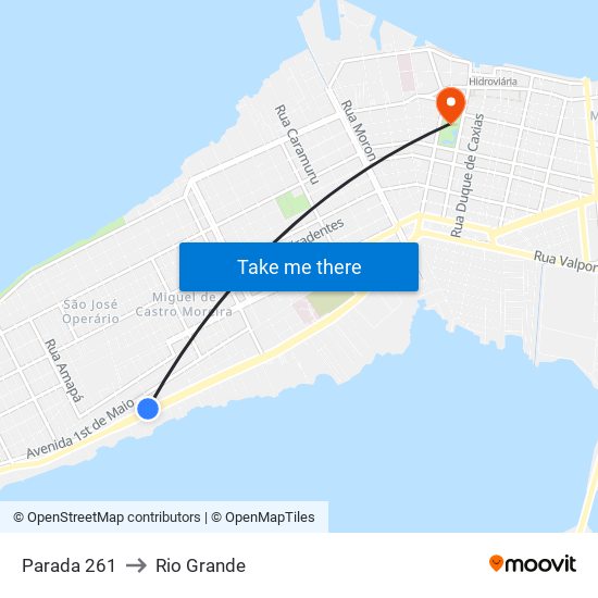 Parada 261 to Rio Grande map