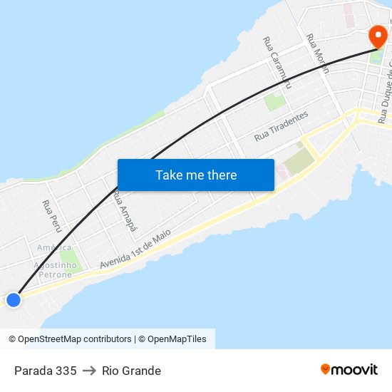 Parada 335 to Rio Grande map