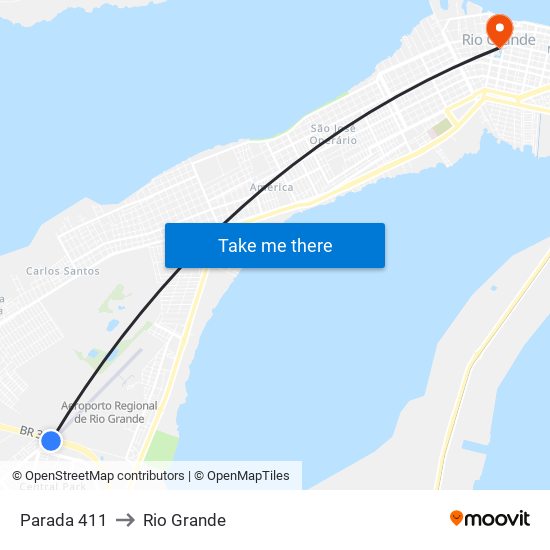 Parada 411 to Rio Grande map