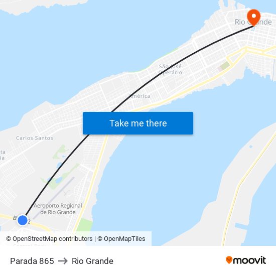 Parada 865 to Rio Grande map