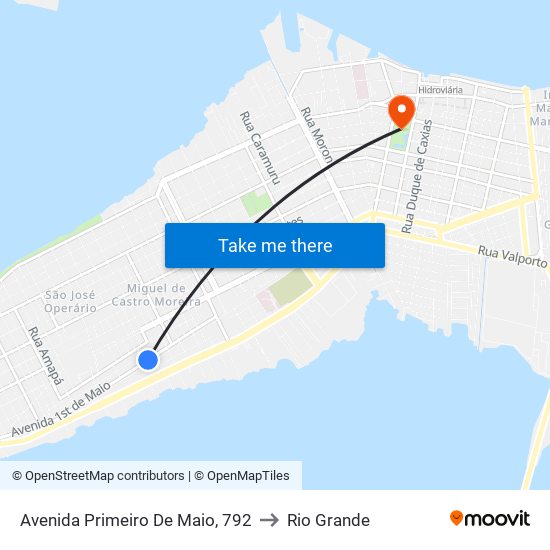 Avenida Primeiro De Maio, 792 to Rio Grande map