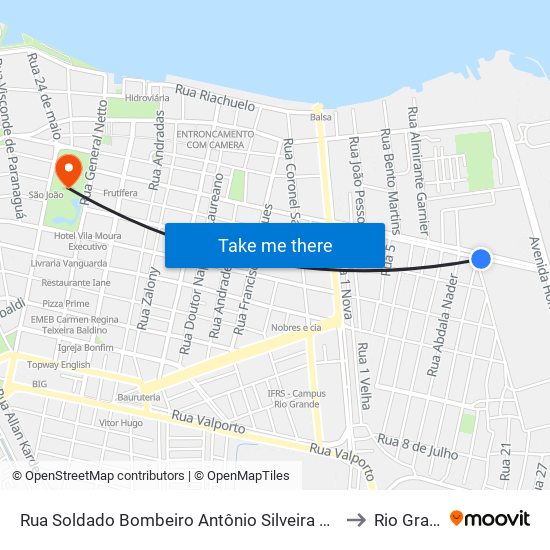 Rua Soldado Bombeiro Antônio Silveira Azevedo, 26 to Rio Grande map