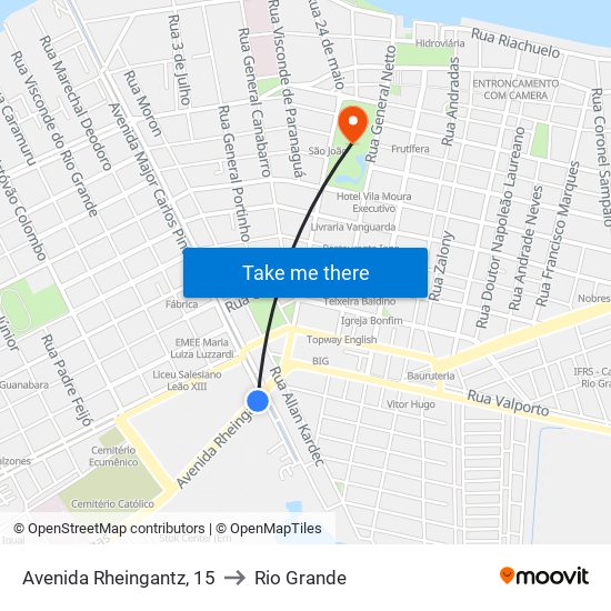 Avenida Rheingantz, 15 to Rio Grande map