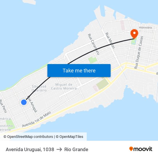 Avenida Uruguai, 1038 to Rio Grande map