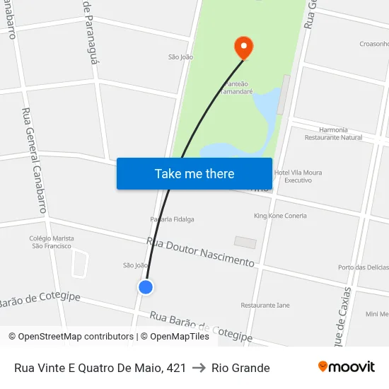 Rua Vinte E Quatro De Maio, 421 to Rio Grande map