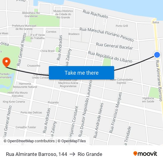 Rua Almirante Barroso, 144 to Rio Grande map