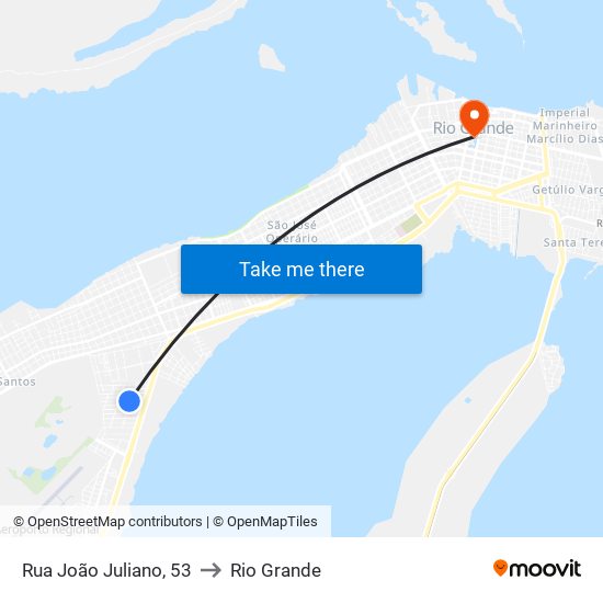 Rua João Juliano, 53 to Rio Grande map