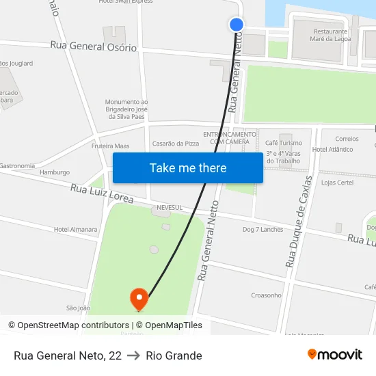 Rua General Neto, 22 to Rio Grande map