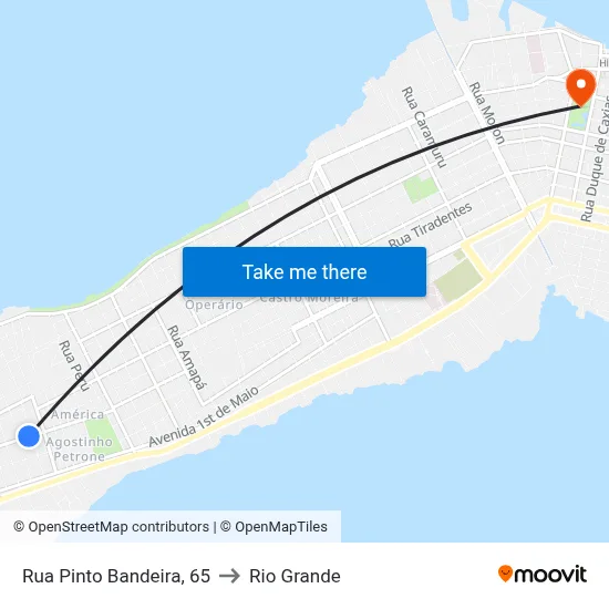 Rua Pinto Bandeira, 65 to Rio Grande map