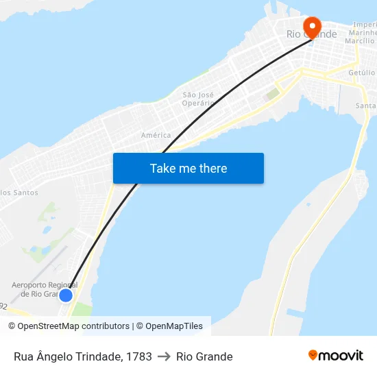 Rua Ângelo Trindade, 1783 to Rio Grande map