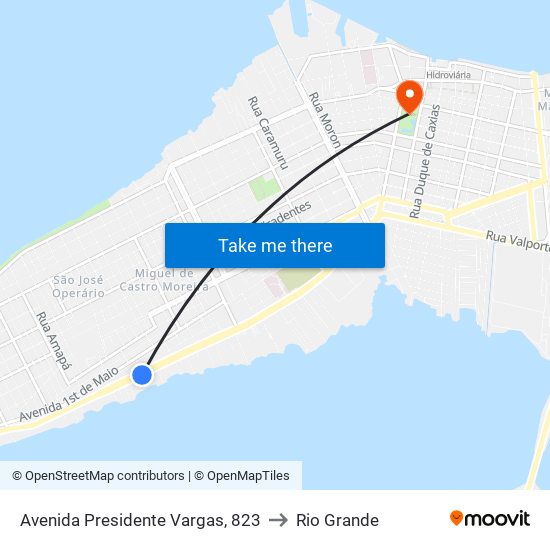 Avenida Presidente Vargas, 823 to Rio Grande map
