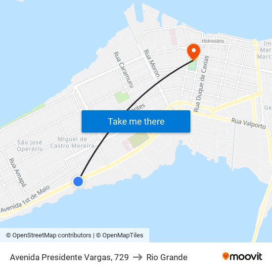 Avenida Presidente Vargas, 729 to Rio Grande map