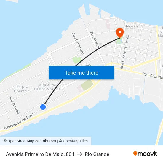 Avenida Primeiro De Maio, 804 to Rio Grande map