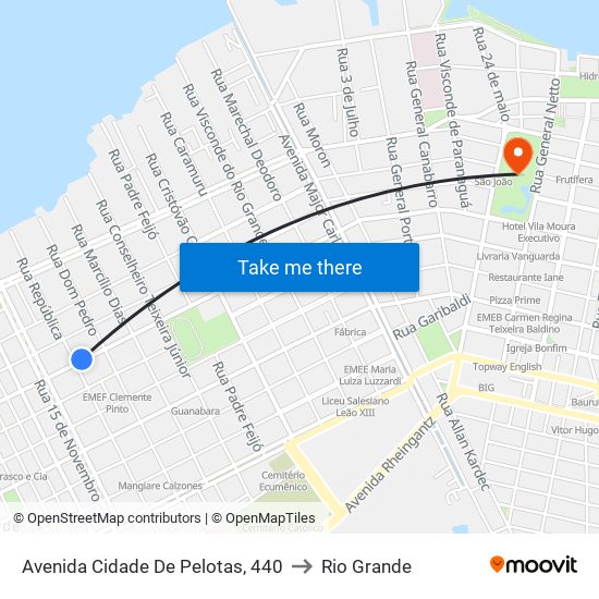 Avenida Cidade De Pelotas, 440 to Rio Grande map