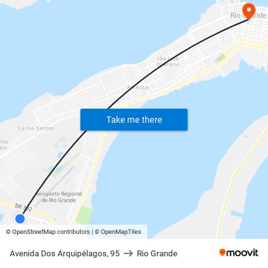 Avenida Dos Arquipélagos, 95 to Rio Grande map