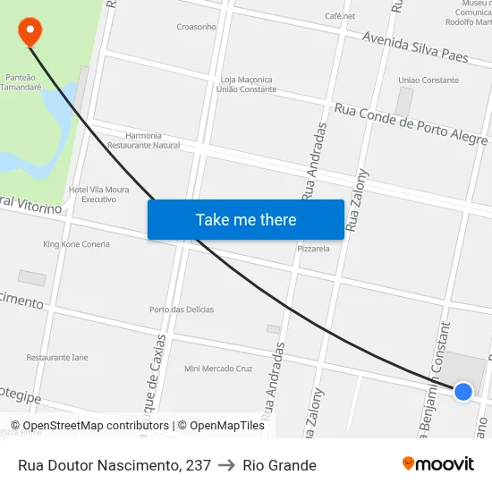 Rua Doutor Nascimento, 237 to Rio Grande map