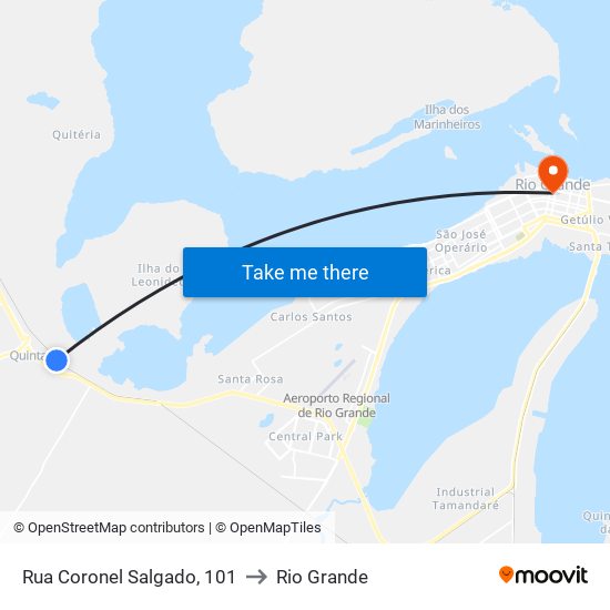 Rua Coronel Salgado, 101 to Rio Grande map