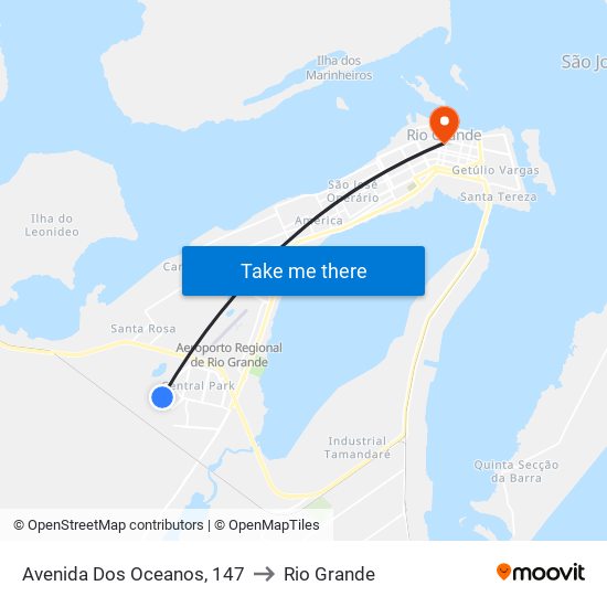 Avenida Dos Oceanos, 147 to Rio Grande map
