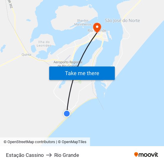 Estação Cassino to Rio Grande map