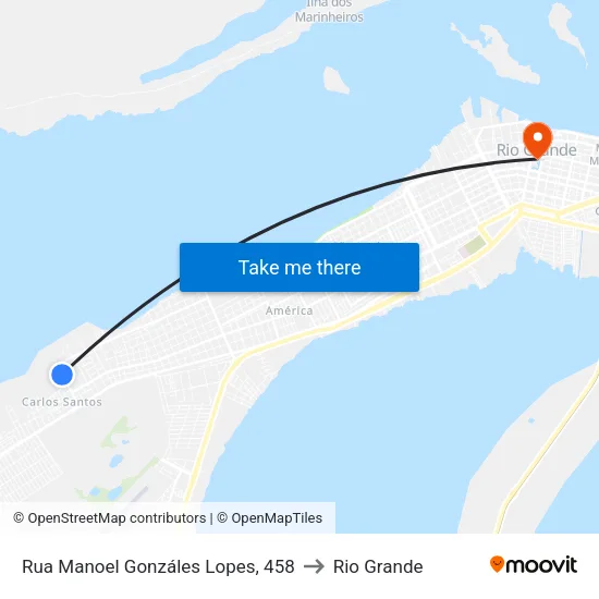 Rua Manoel Gonzáles Lopes, 458 to Rio Grande map