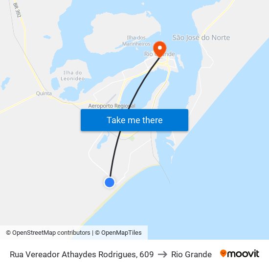 Rua Vereador Athaydes Rodrigues, 609 to Rio Grande map