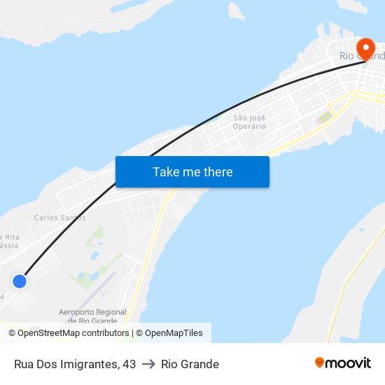 Rua Dos Imigrantes, 43 to Rio Grande map