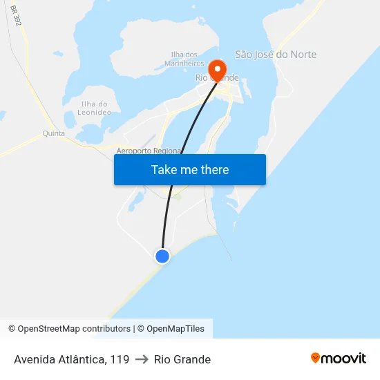 Avenida Atlântica, 119 to Rio Grande map