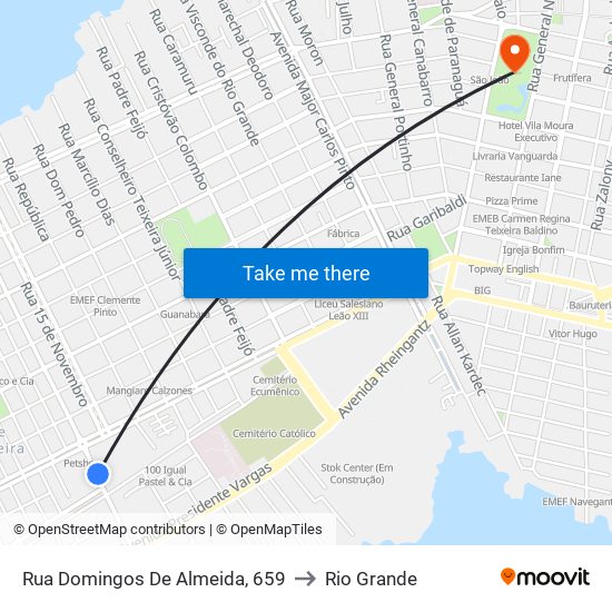 Rua Domingos De Almeida, 659 to Rio Grande map