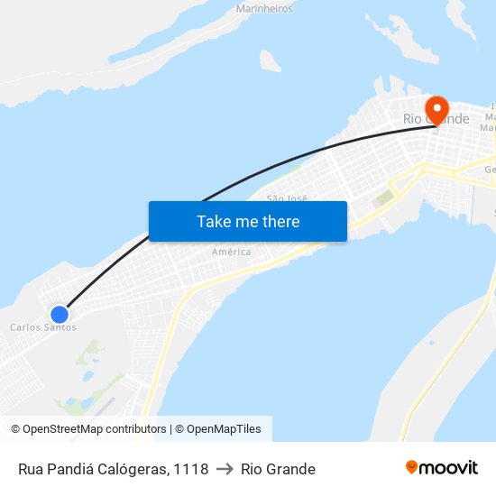 Rua Pandiá Calógeras, 1118 to Rio Grande map