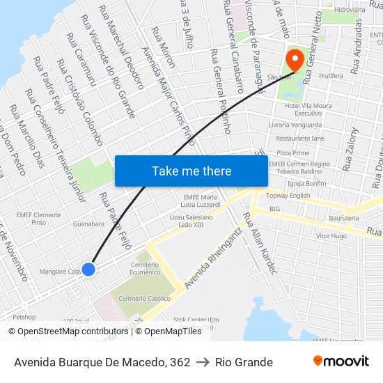 Avenida Buarque De Macedo, 362 to Rio Grande map