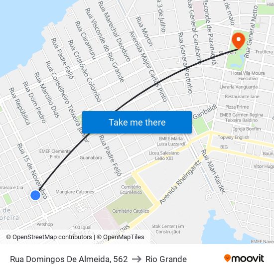 Rua Domingos De Almeida, 562 to Rio Grande map