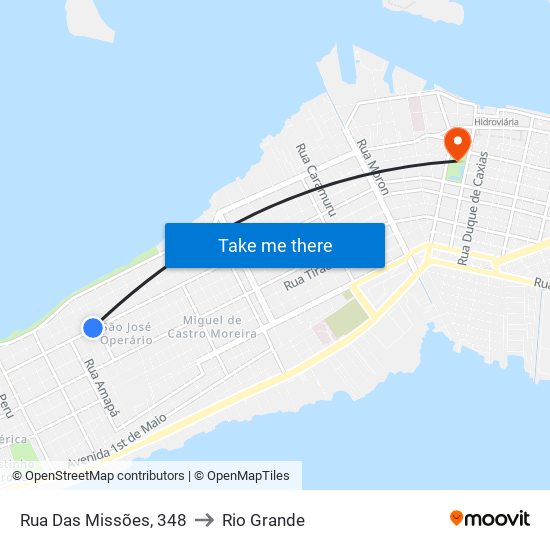 Rua Das Missões, 348 to Rio Grande map