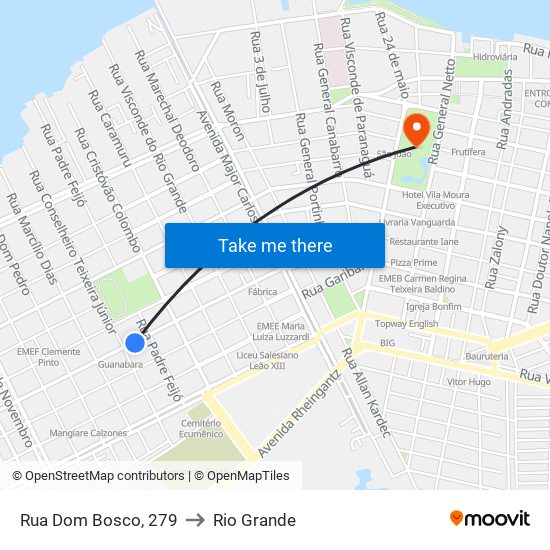 Rua Dom Bosco, 279 to Rio Grande map