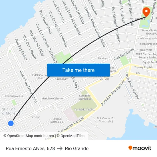 Rua Ernesto Alves, 628 to Rio Grande map