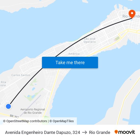 Avenida Engenheiro Dante Dapuzo, 324 to Rio Grande map