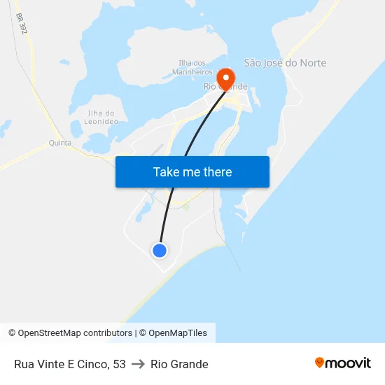 Rua Vinte E Cinco, 53 to Rio Grande map