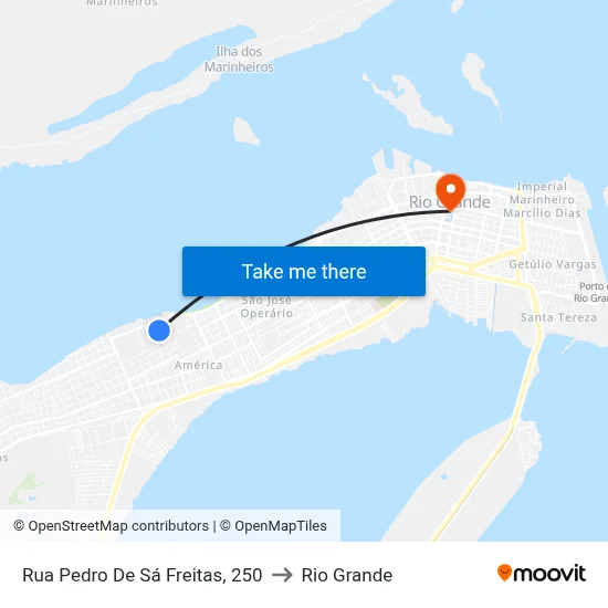 Rua Pedro De Sá Freitas, 250 to Rio Grande map