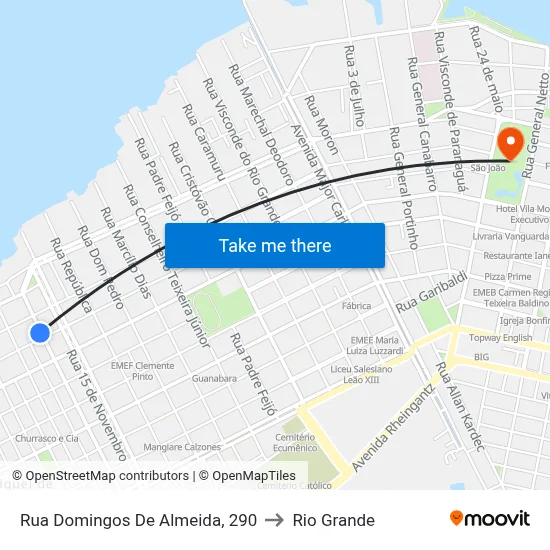 Rua Domingos De Almeida, 290 to Rio Grande map